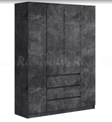 Шкаф 4-х дверный без зеркал Аванта (Бетон темный)