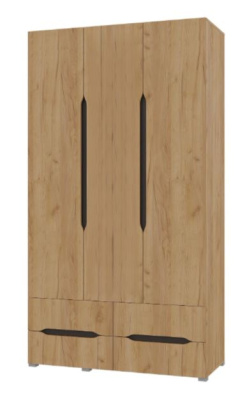 Шкаф Вега 3-х створчатый с ящиками без зеркала (Дуб крафт золотой)